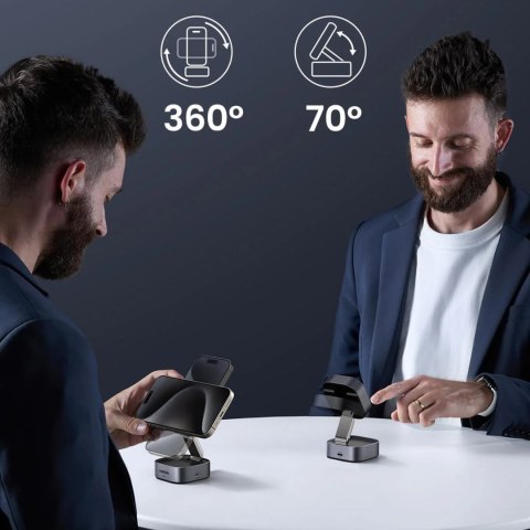 3w1 Ładowarka indukcyjna MagSafe Qi2 USB-C do telefonu słuchawek - czarna UGREEN