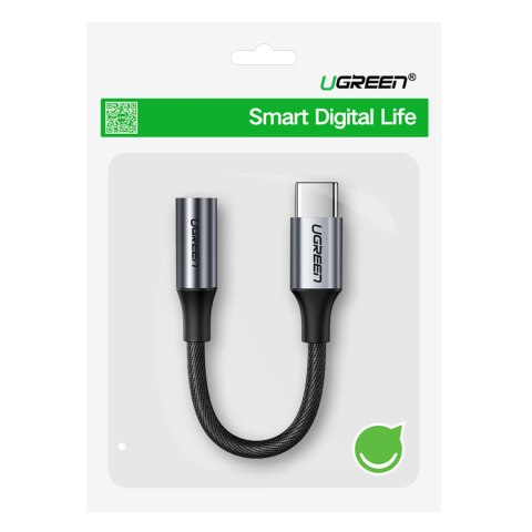 Adapter do słuchawek mini jack 3.5 mm (żeński) - USB-C (męski) 10cm - szary UGREEN