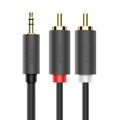 Kabel przewód audio 3.5 mm mini jack (męski) - 2RCA (męski) 1m - szary UGREEN