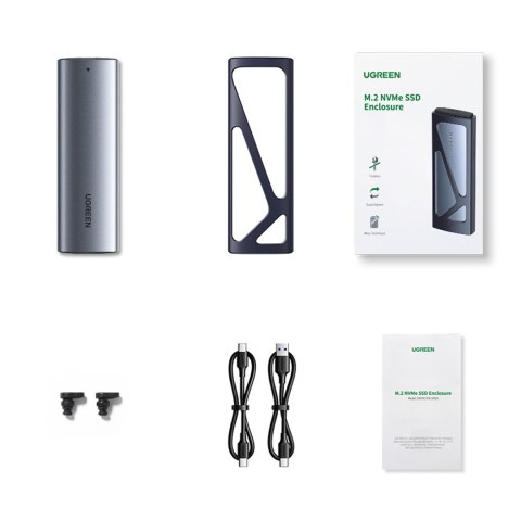 Obudowa kieszeń na dysk M.2 NVMe 10Gbps + kabel USB-C - USB-A / USB-C - USB-C - czarna UGREEN