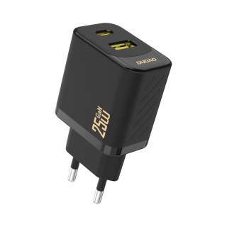 Szybka ładowarka sieciowa 25W USB-A USB-C - czarna DUDAO
