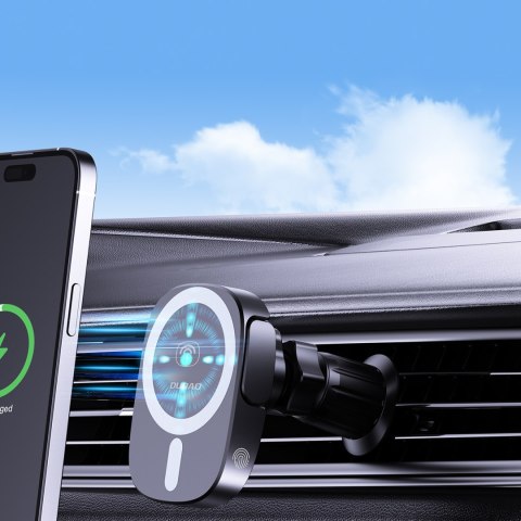 Uchwyt samochodowy do telefonu z ładowarką indukcyjną na kratkę kokpit 15W - czarny DUDAO