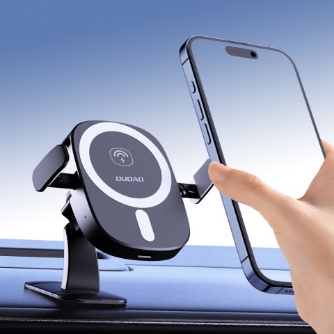 Uchwyt samochodowy do telefonu z ładowarką indukcyjną na kratkę kokpit 15W - czarny DUDAO