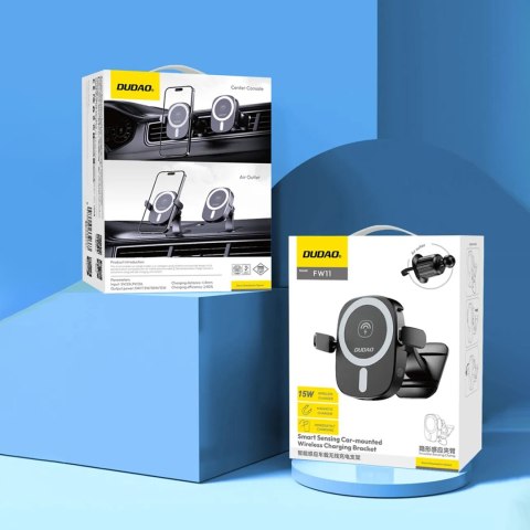 Uchwyt samochodowy do telefonu z ładowarką indukcyjną na kratkę kokpit 15W - czarny DUDAO