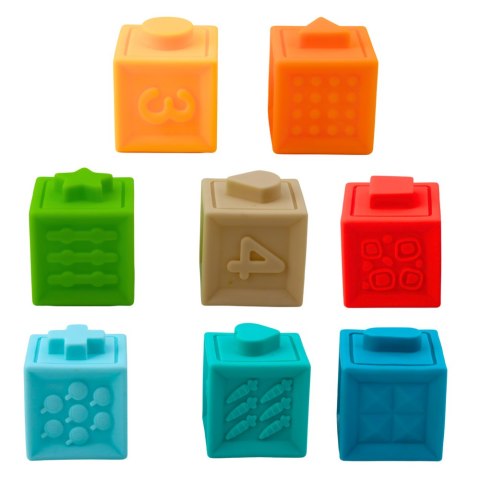 Gumowe Klocki Sensoryczne Edukacyjne Dla Malucha Liczby Zwierzęta Wzory 8el LEAN Toys