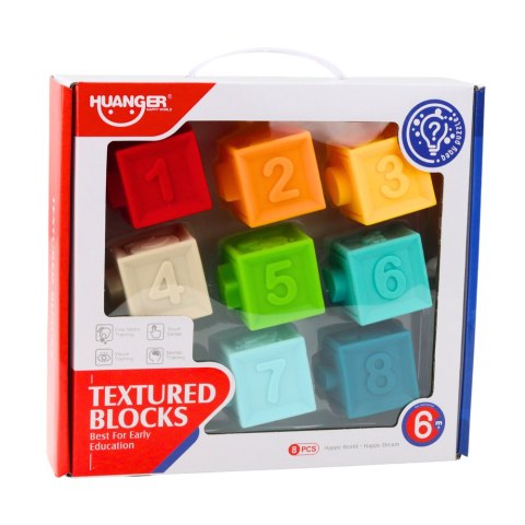 Gumowe Klocki Sensoryczne Edukacyjne Dla Malucha Liczby Zwierzęta Wzory 8el LEAN Toys