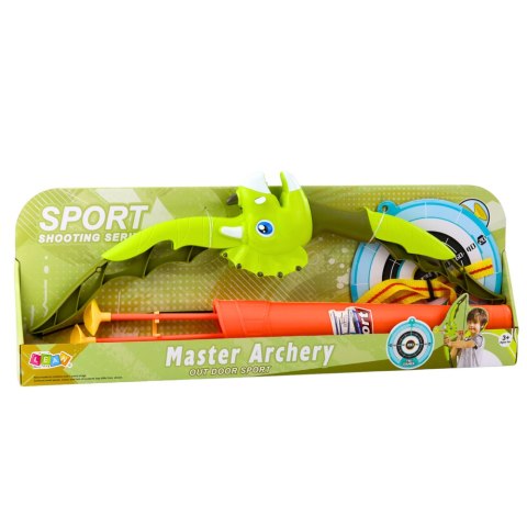Łuk Strzelecki Zielony Dinozaur Strzały Z Przyssawkami Tarcza LEAN Toys