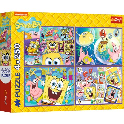 Puzzle - 4x250 - Szalony świat Sponge Boba - Trefl 13342 Trefl Puzzle