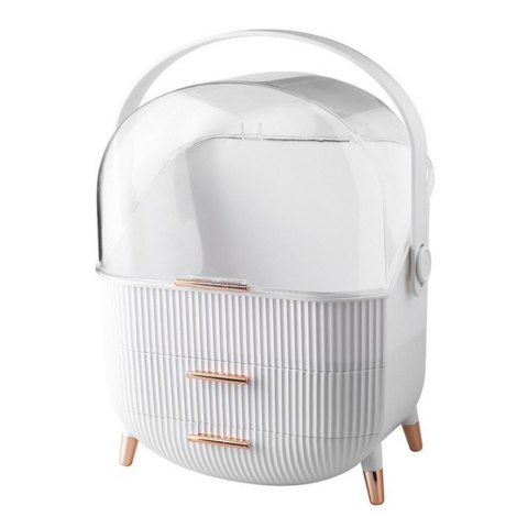 Organizer Na Kosmetyki Otwierana Porywa Transparentna Dwie Szuflady Biały LEAN