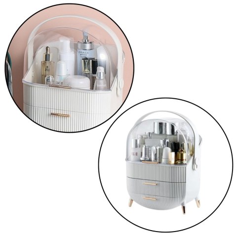 Organizer Na Kosmetyki Otwierana Porywa Transparentna Dwie Szuflady Biały LEAN