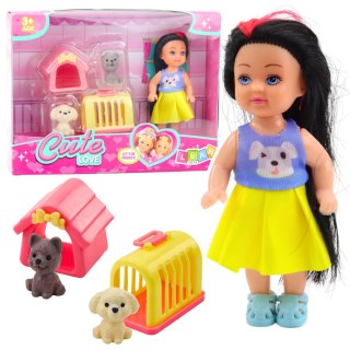 Zestaw Mini Laleczka W Sukience Pieski Buda Transporter LEAN TOYS