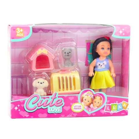 Zestaw Mini Laleczka W Sukience Pieski Buda Transporter LEAN TOYS