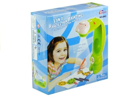 Projektor Do Rysowania Rzutnik Krówka 3 Dyski Pisaki Zielony 3w1 LEAN Toys