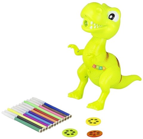 Projektor Dinozaur T-Rex Do Rysowania Malowania 18 Obrazków Pisaki 2w1 LEAN Toys