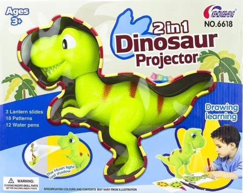 Projektor Dinozaur T-Rex Do Rysowania Malowania 18 Obrazków Pisaki 2w1 LEAN Toys