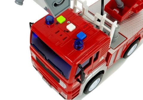 Wóz Strażacki z Naciągiem, Drabiną, Czerwony 1:20 z Dźwiękiem LEAN Toys