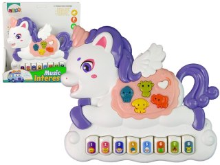 Interaktywne Pianinko Jednorożec Dźwięk Zwierzątka Odgłosy Melodie Biały LEAN Toys