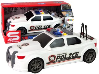Auto Sportowe Otwierany Bagażnik Policja Światła Dźwięki Biały 1:16 LEAN Toys