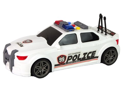Auto Sportowe Otwierany Bagażnik Policja Światła Dźwięki Biały 1:16 LEAN Toys