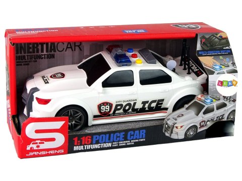 Auto Sportowe Otwierany Bagażnik Policja Światła Dźwięki Biały 1:16 LEAN Toys