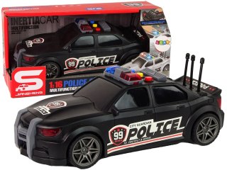Auto Sportowe Otwierany Bagażnik Policja Światła Dźwięki Czarny 1:16 LEAN Toys