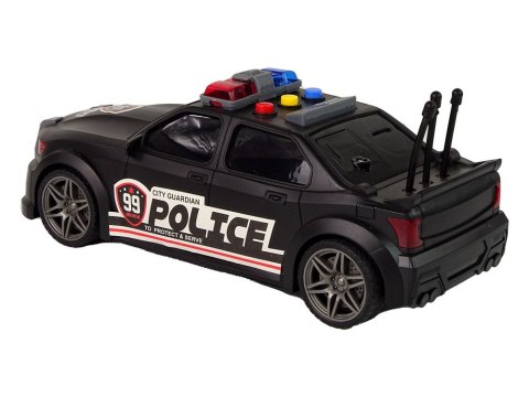 Auto Sportowe Otwierany Bagażnik Policja Światła Dźwięki Czarny 1:16 LEAN Toys