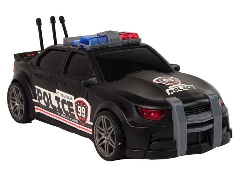 Auto Sportowe Otwierany Bagażnik Policja Światła Dźwięki Czarny 1:16 LEAN Toys