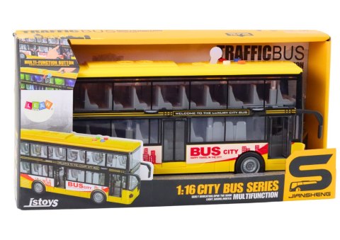 Autobus Piętrowy 1:16 Światła Dźwięki Napęd Frykcyjny Żółty LEAN Toys