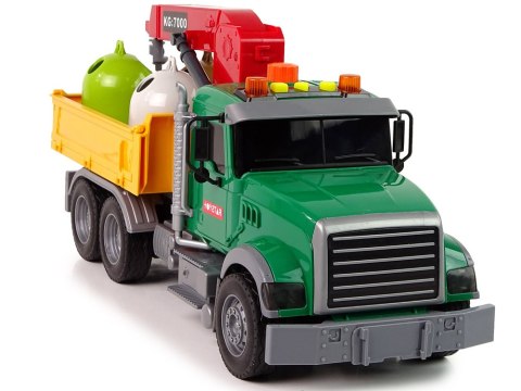 Ciężarówka Auto Dźwig Transport Kosz na Śmieci Dźwięk LEAN Toys