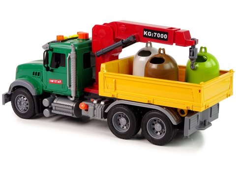 Ciężarówka Auto Dźwig Transport Kosz na Śmieci Dźwięk LEAN Toys