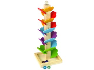 Drewniane Drzewko Tor Kulkowy Zjeżdżalnia Piłeczek Liście LEAN Toys