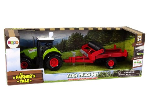 Traktor Z Kultywatorem Dla Dzieci Światła Dźwięki Zielony LEAN Toys