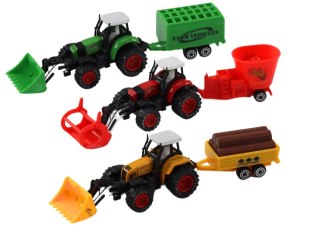 Traktor Z Przyczepą Koparka Spychacz Maszyna Żółty Zielony Czerwony LEAN Toys