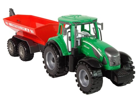 Zielony Traktor z Czerwoną Przyczepką Napęd Frykcyjny LEAN Toys