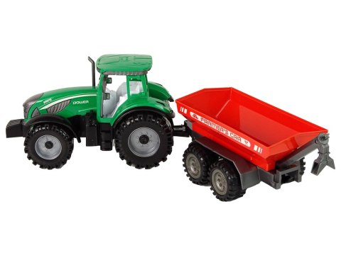 Zielony Traktor z Czerwoną Przyczepką Napęd Frykcyjny LEAN Toys