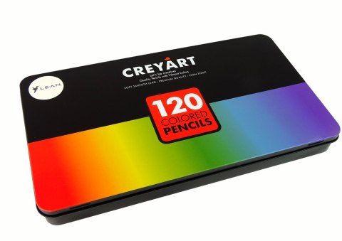 Zestaw 120 Kredek Artystycznych Metalowy Pojemnik LEAN