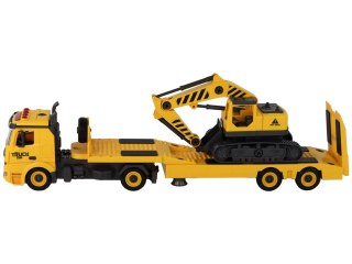 Laweta Do Składania Z Koparką Gąsienicową Dźwięk Światła DIY Żółty LEAN Toys