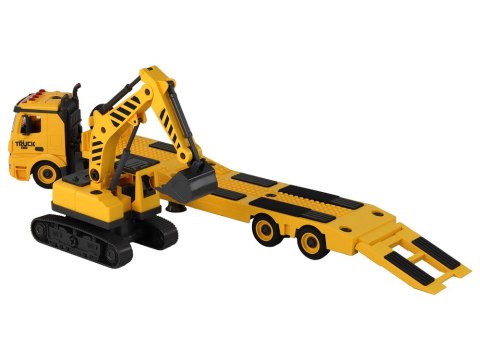 Laweta Do Składania Z Koparką Gąsienicową Dźwięk Światła DIY Żółty LEAN Toys