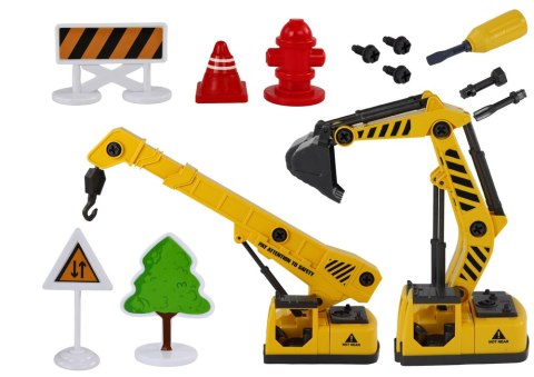 Pojazdy Budowlane Dźwięk Światła 1:12 DIY Betoniarka Dźwig Koparka LEAN Toys