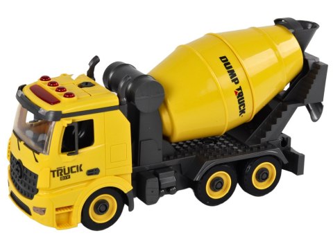 Pojazdy Budowlane Dźwięk Światła 1:12 DIY Betoniarka Dźwig Koparka LEAN Toys