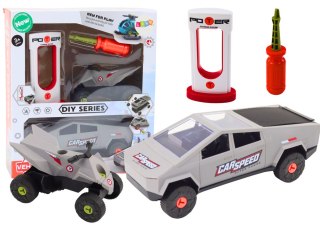 Zestaw Nowoczesne Auto z Quadem Do Rozkręcania DIY Szary LEAN Toys