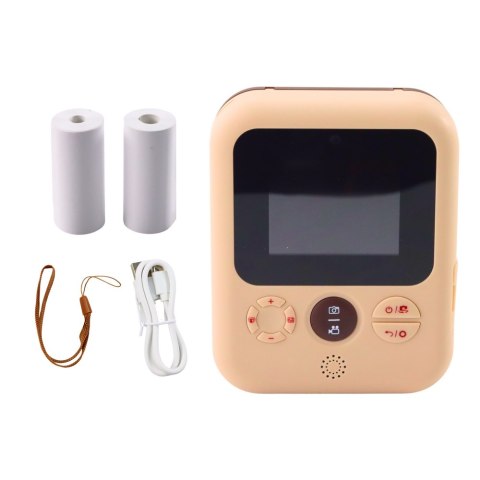 Aparat Cyfrowy Dla Dzieci Z Drukarką Natychmiastowy Brązowy 3 Rolki Papieru LEAN Toys