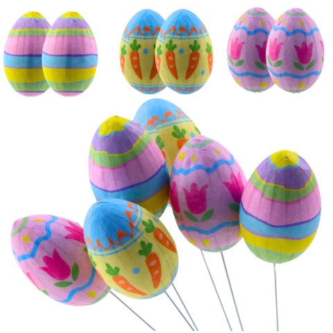 Jajka Wielkanocne Na Piku Druciku Marchewki Tulipany Ozdoba Kolorowe 6szt LEAN
