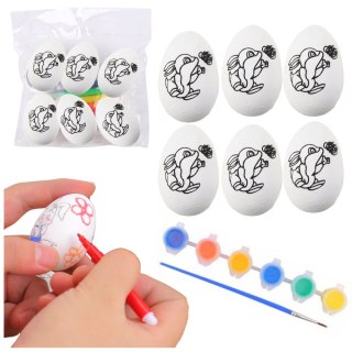 Jajka Wielkanocne Styropianowe Do Malowania Farbki Wzór Zając 6szt LEAN TOYS