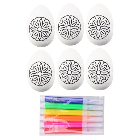 Jajka Wielkanocne Styropianowe Do Malowania Pisaki Wzór Kwiat A 6szt LEAN TOYS