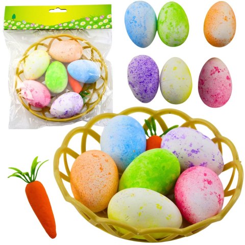 Ozdoby Wielkanocne W Koszyczku Jajka Marchewka Kolorowe 7szt LEAN