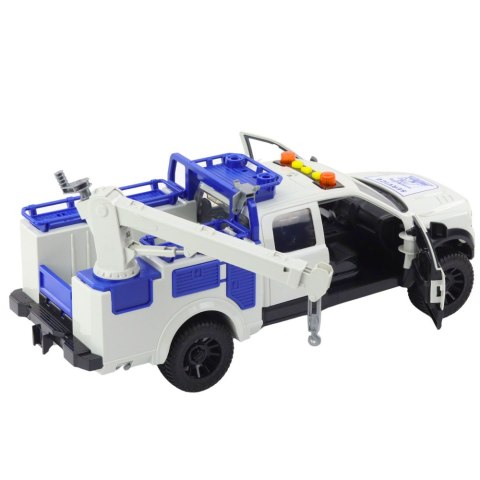 Samochód Serwisowy z Dźwigiem Światła Dźwięki Biały 1:12 LEAN Toys