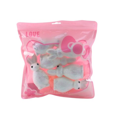 Styropianowe Zajączki Wielkanocne Brokatowe Ozdobne Białe 6szt LEAN TOYS