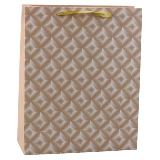 Torba Prezentowa Z Tłoczeniem Jasno Beżowa 32 x 26 x 10cm LEAN