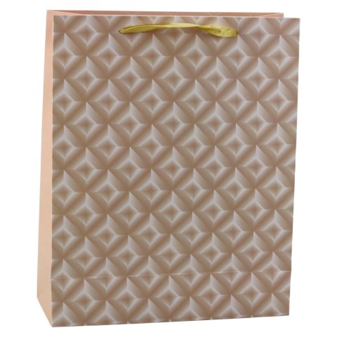 Torba Prezentowa Z Tłoczeniem Jasno Beżowa 32 x 26 x 10cm LEAN